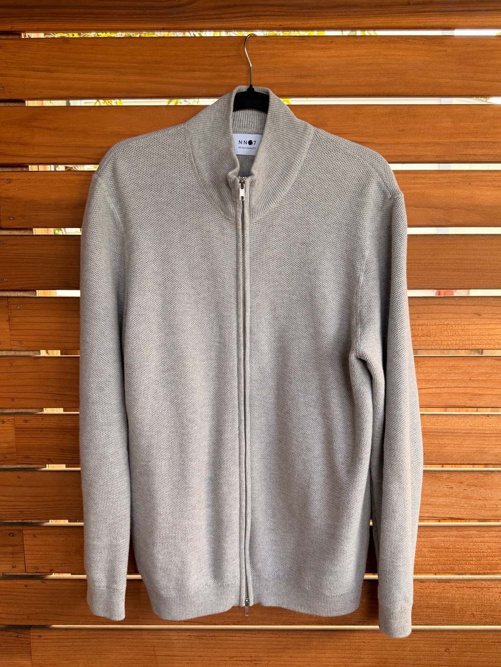 NN07 Patrick Men's Zip-Up Knit Sweater in Light Gray XL